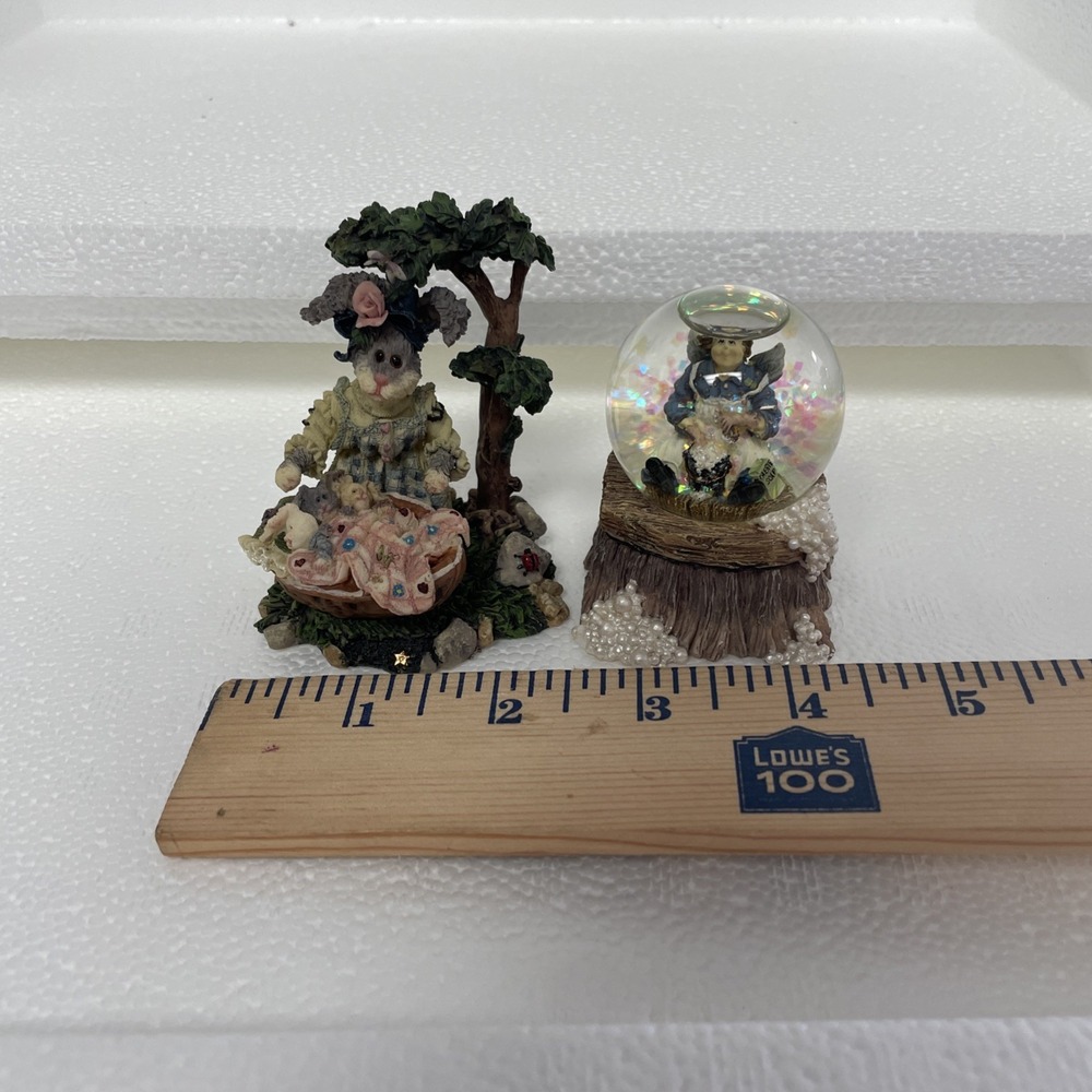Boyds Bears Wee Folkstone Momma McHopple Naptime Cleaning Faerie Snow Globe Set - Picture 9 of 11